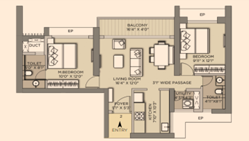 Crystal Antara Manpada Thane 2BHK Plan
