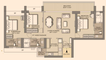 Crystal Antara Manpada Thane 2BHK Plan